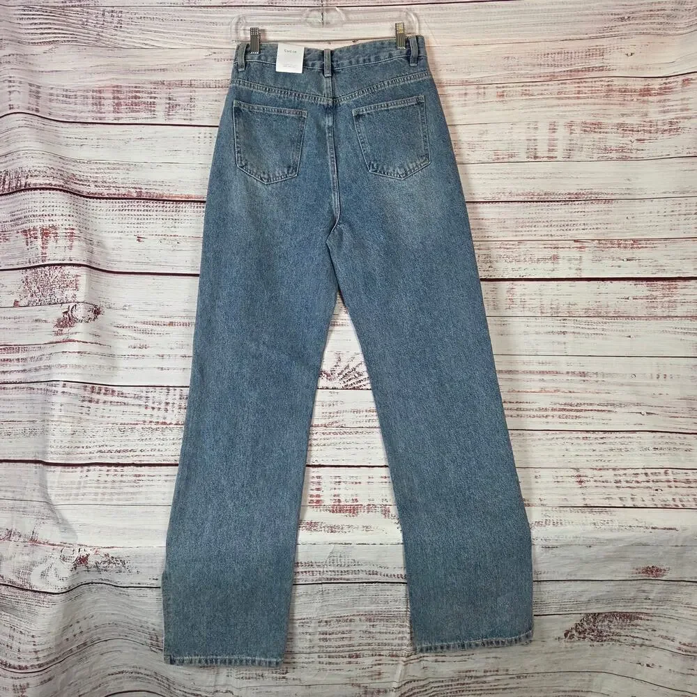 Womens High Rise Straight Leg Side Slit Jeans Sz 10 Edgy Trendy Modern City NWT